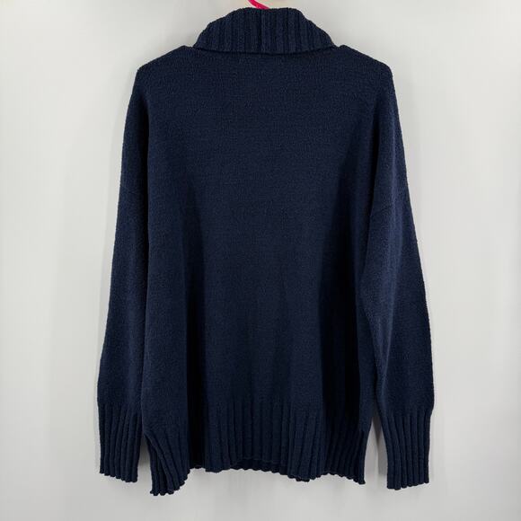 PERUVIAN CONNECTION Turtleneck Sweater SZ Large Navy Blue Pima Cotton Blend Peru - Picture 2 of 11